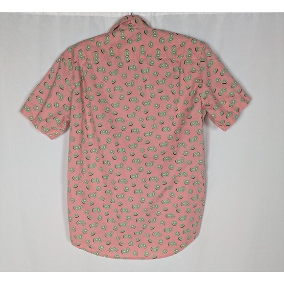 Amazon Essentials Button Down S Men's Pink Kiwi Print Short Sleeve Fruit Quirky - Picture 4 of 6